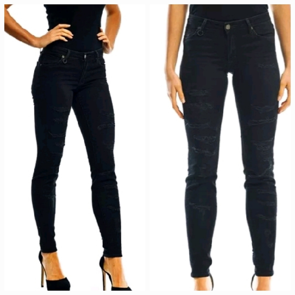 NEUW Australia Black Razor Skinny Bandage Distressed Jeans Size 10